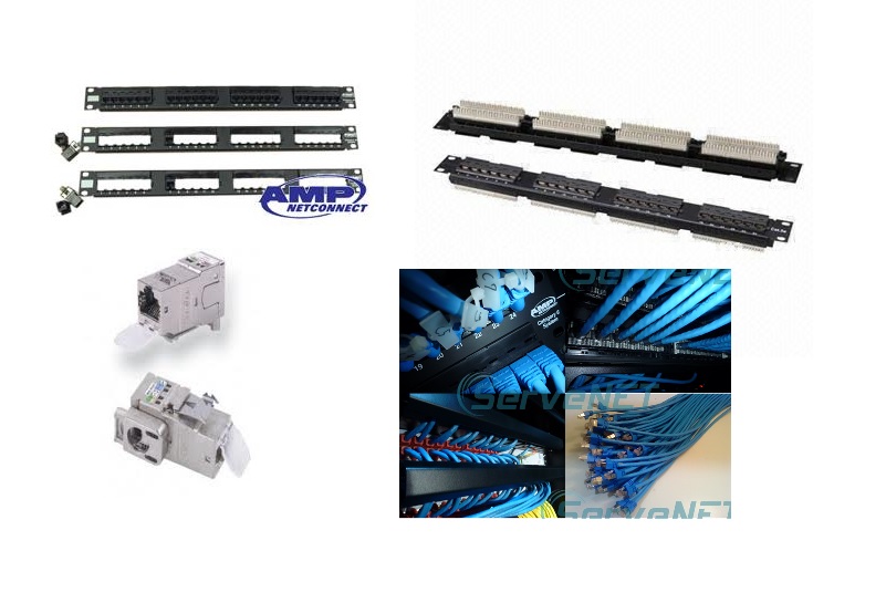 IP infrastructure parts - RJ45 Patch panels, patch-cord, cable guider